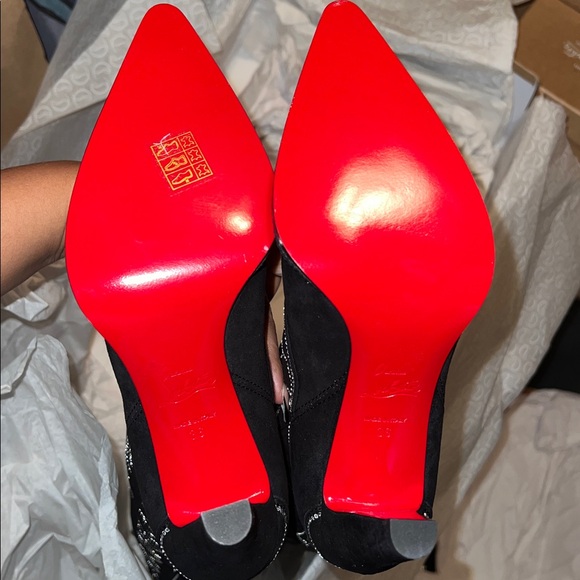 NEW Christian Louboutin Santia Botta Strass Black Heeled Boots Size 36 - Picture 4 of 8